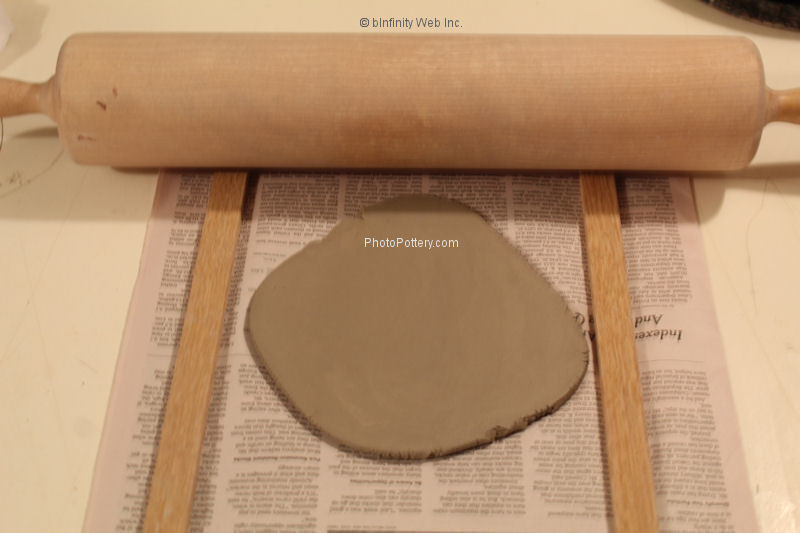 Use rolling pin with rolling sticks for clay of uniform thickness.